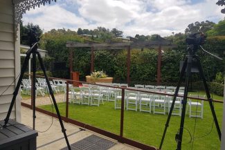 The Life Memorials team filming and live streaming using two High Definition Video Cameras.